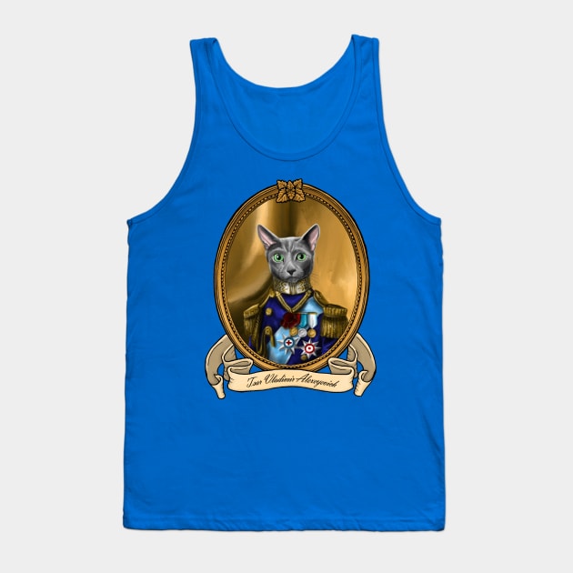 Renaissance Cat - Tsar Vladimir Alexeyevich (A Russian Blue) Tank Top by JMSArt